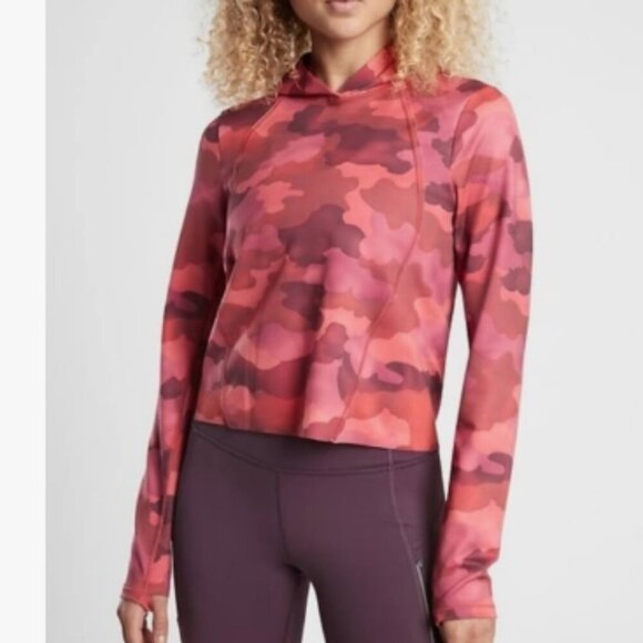 Athleta Tops - ATHLETA Red Camo Pinnacle Hoodie Size Medium